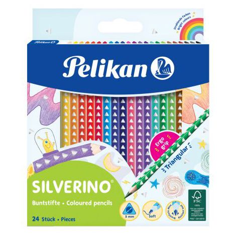 Kredki ołówkowe Pelikan Silverino trójkątne, 24kol